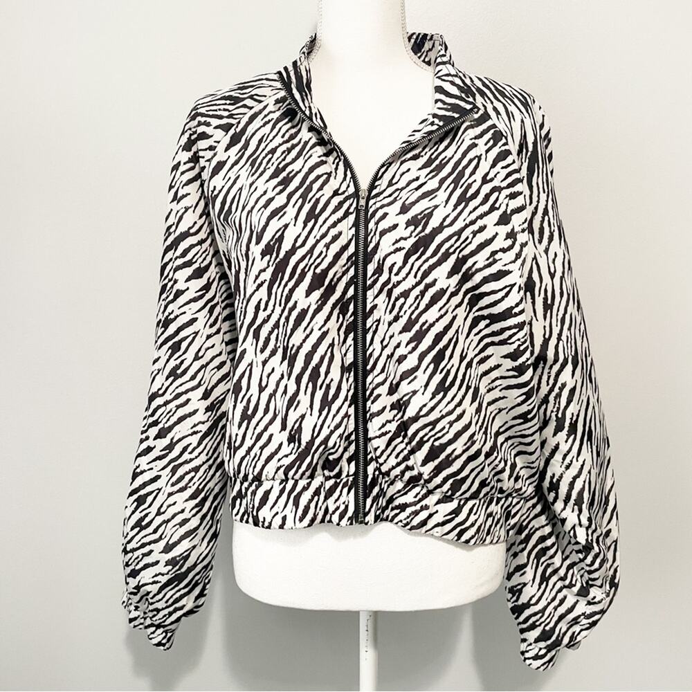 Shein Curve Zebra Print Bomber Jacket Size 3x Plus - image 1